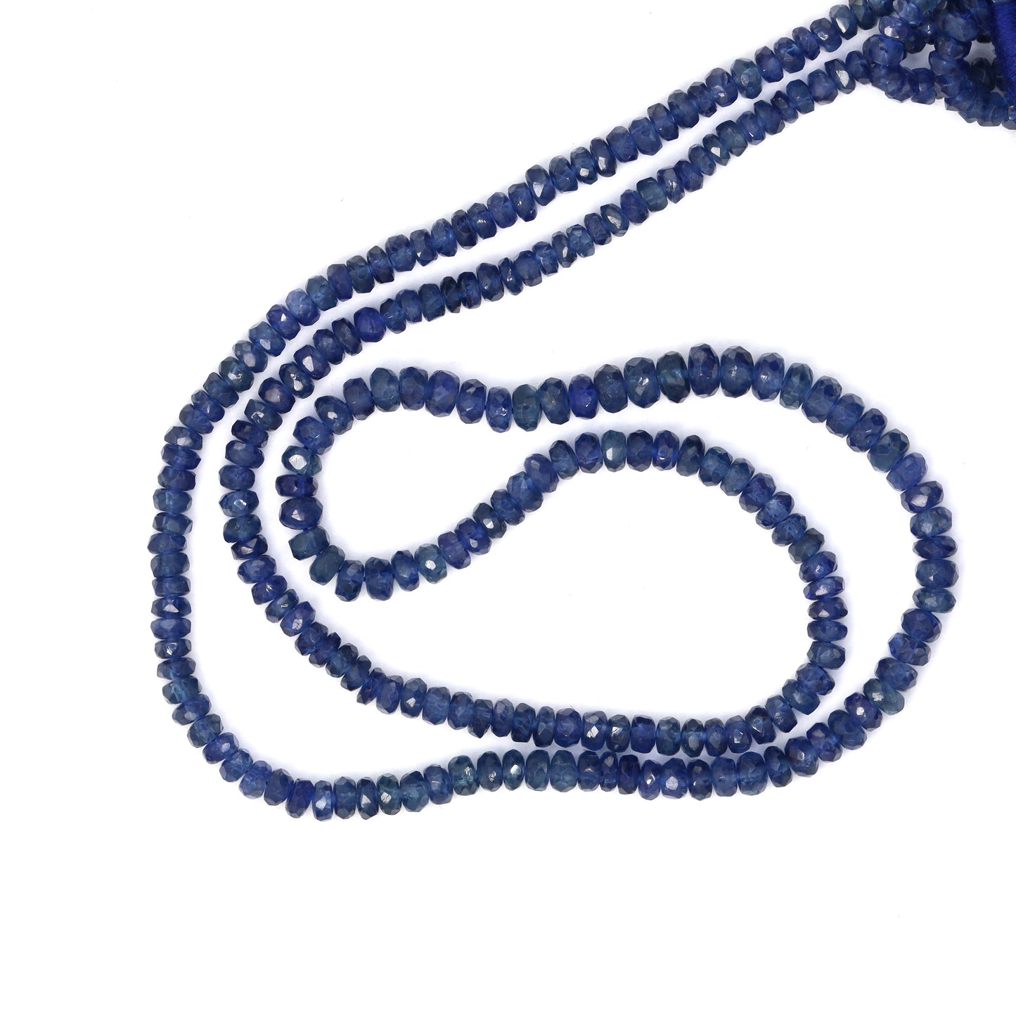 Royal Blue Sapphire 2.5mm - 4mm Hand Faceted Rondelles Bead Strand