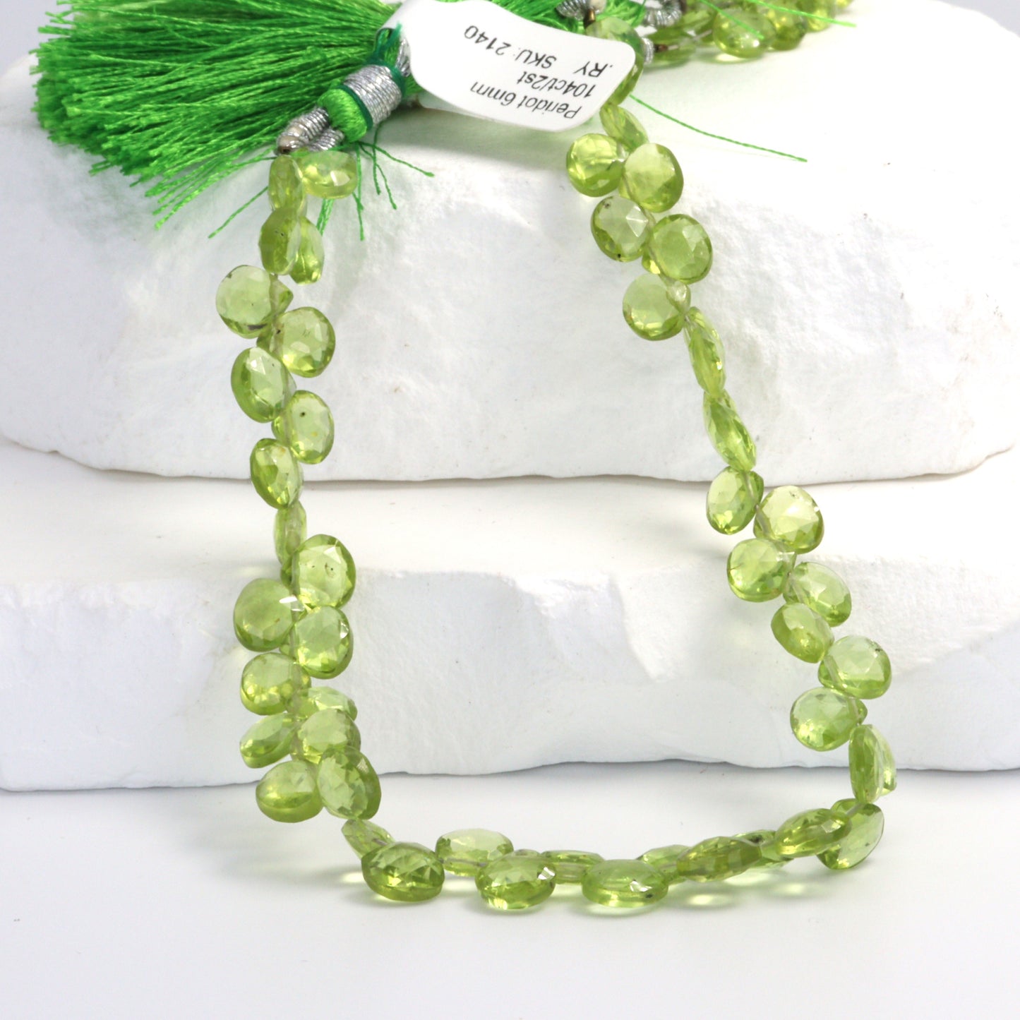 Green Peridot 6mm Faceted Heart Shaped Briolettes