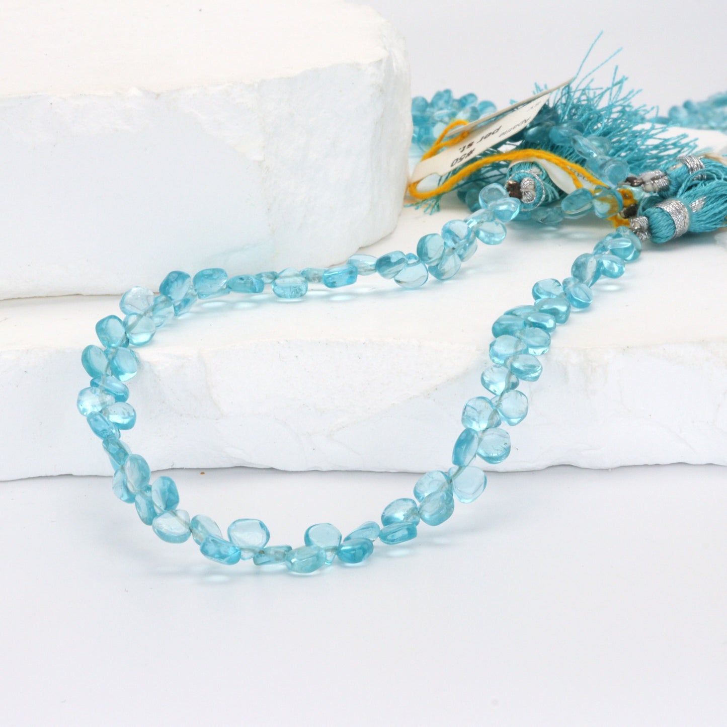 Sea Blue Apatite 4mm Smooth Heart Shaped Briolettes