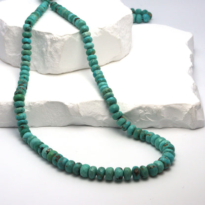Natural Blue-Green Turquoise 5mm - 7mm Faceted Rondelles Bead Strand