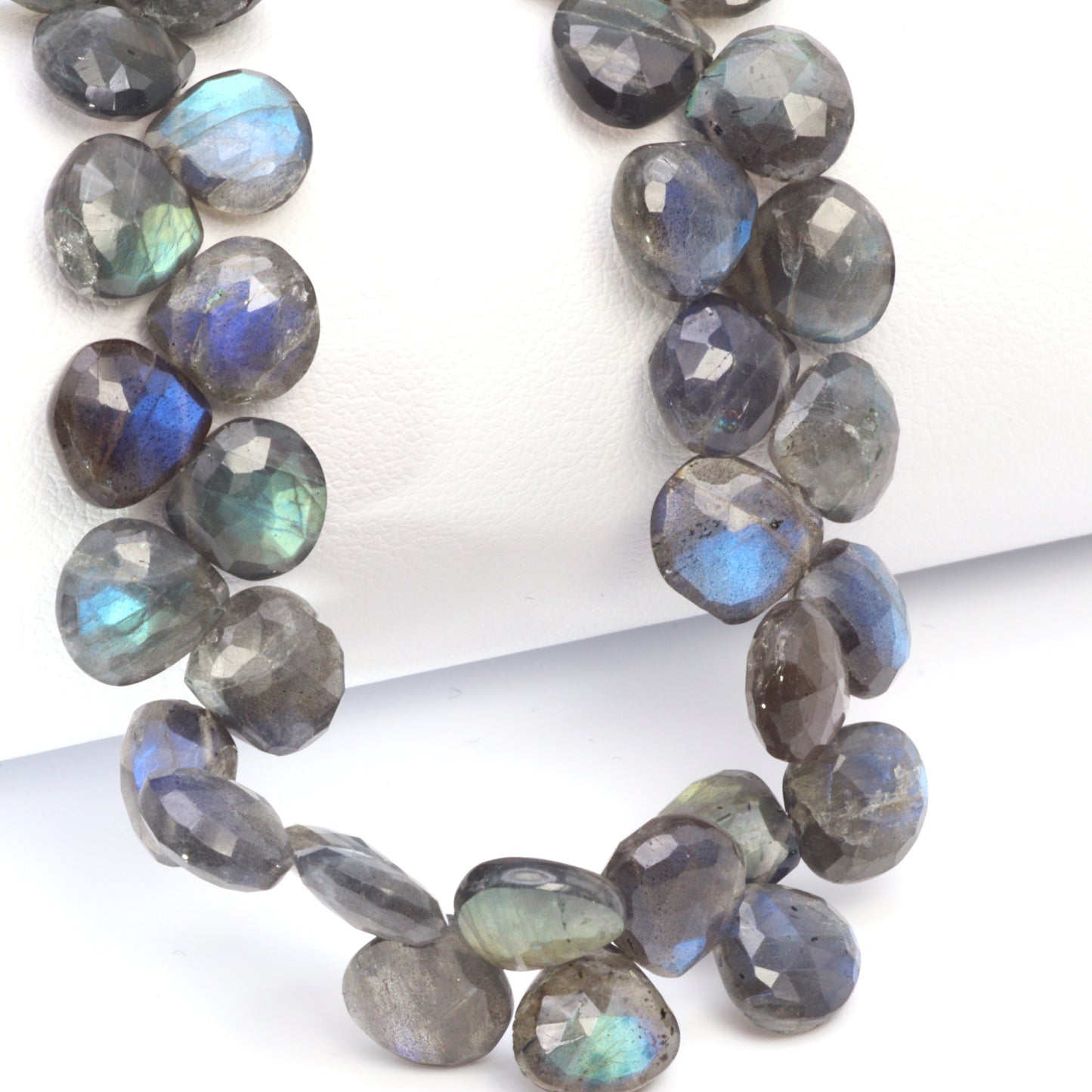 AA Dark Blue Labradorite 8mm Faceted Heart Shaped Briolettes