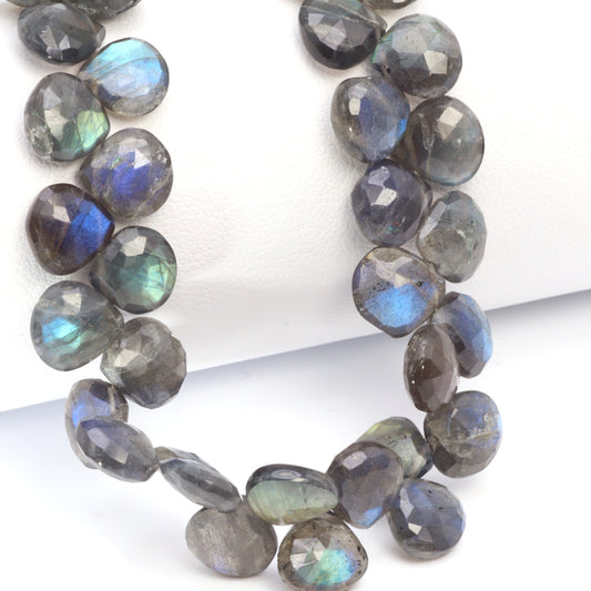 AA Dark Blue Labradorite 8mm Faceted Heart Shaped Briolettes