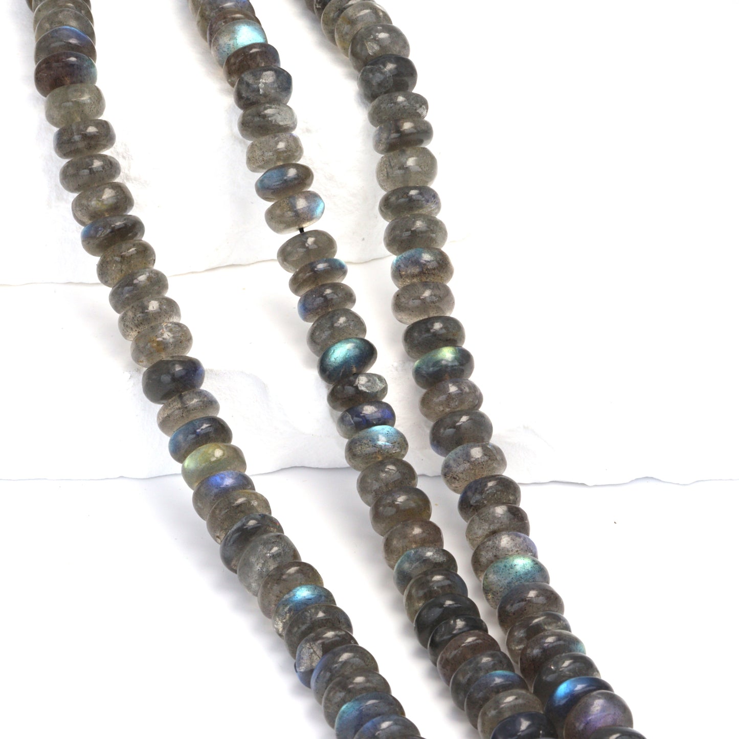 Blue Labradorite 9mm Smooth Rondelles Bead Strand