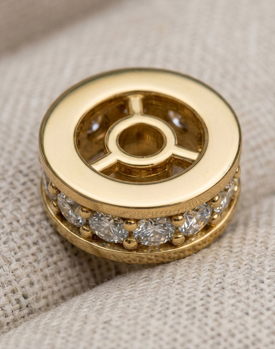 18k Yellow Gold White Diamond 0.12ct Diamond Rondelle finding, alternate view 4