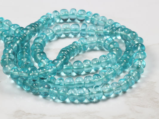 Sea Blue Apatite 4.5mm Smooth Rondelles Bead Strand