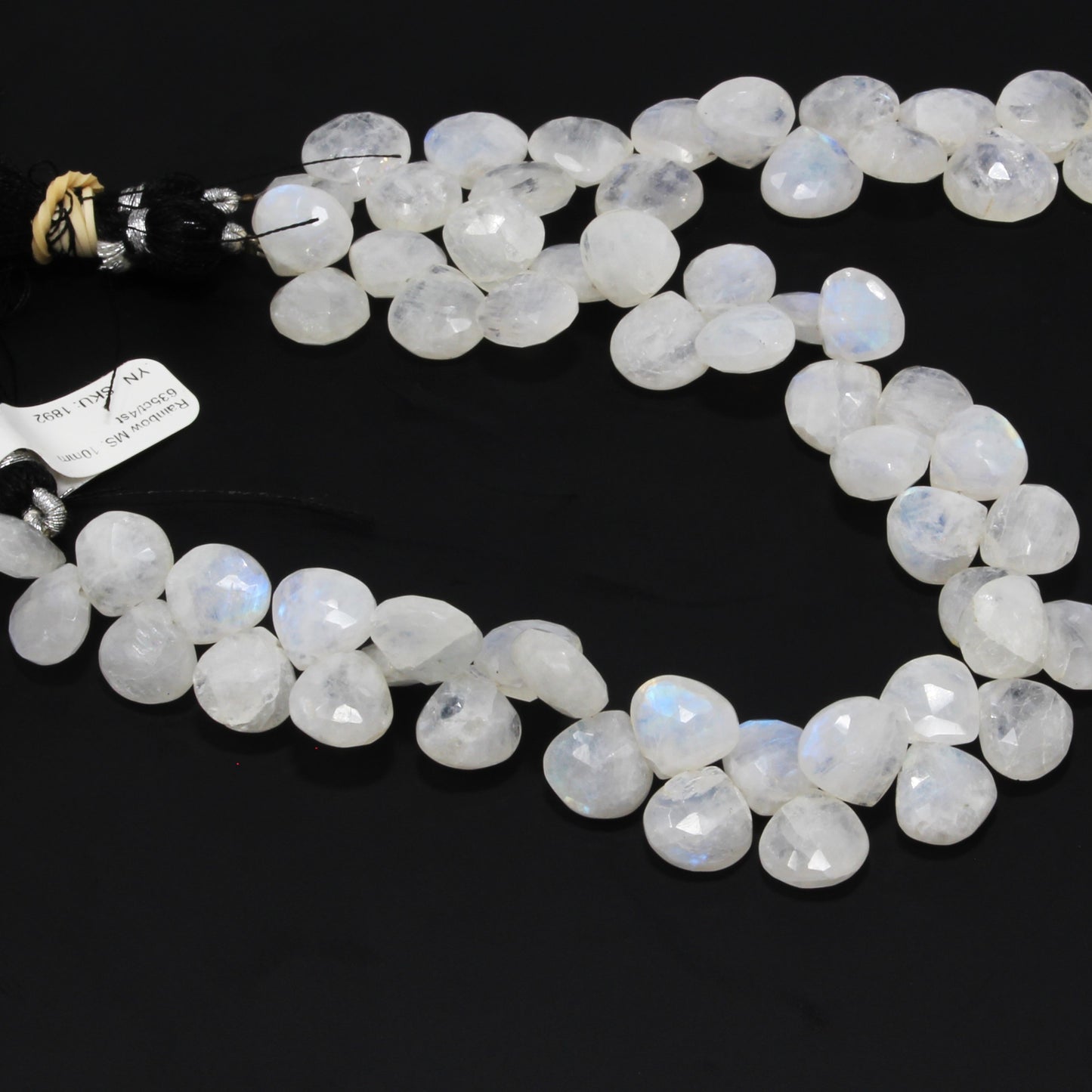 Blue Rainbow Moonstone 10mm Faceted Heart Shaped Briolettes