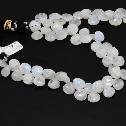 Blue Rainbow Moonstone 10mm Faceted Heart Shaped Briolettes