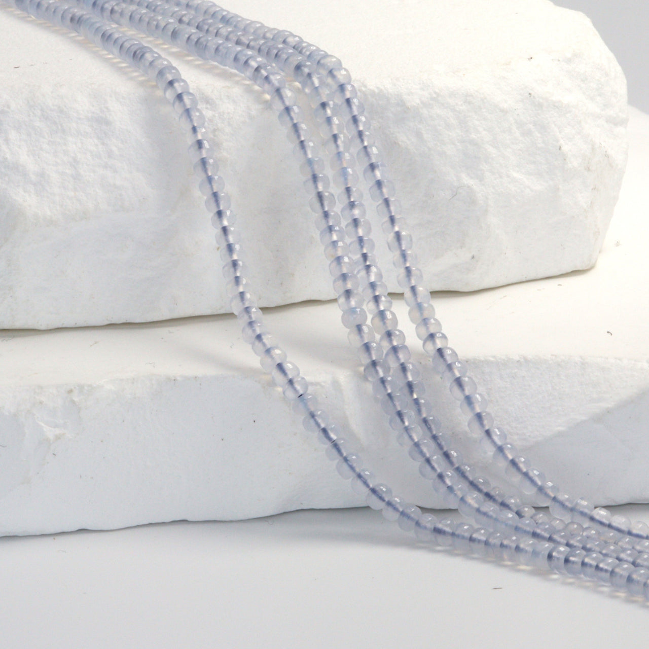 Natural Blue Chalcedony 3mm Smooth Rondelles Bead Strand