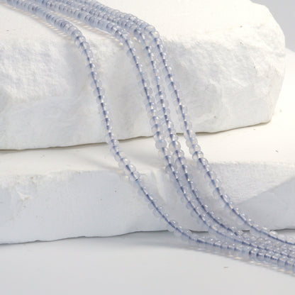 Natural Blue Chalcedony 3mm Smooth Rondelles Bead Strand