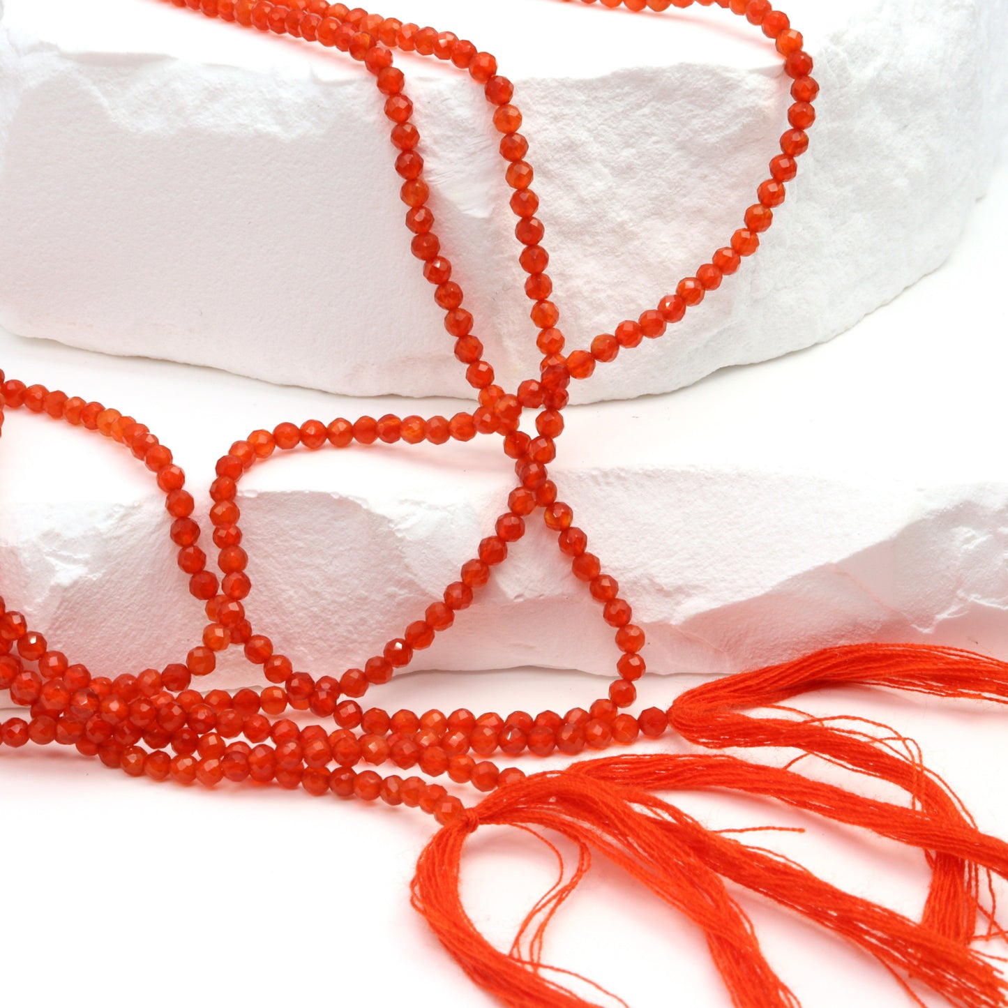 Orange Carnelian 2.5mm Faceted Rounds Bead Strand