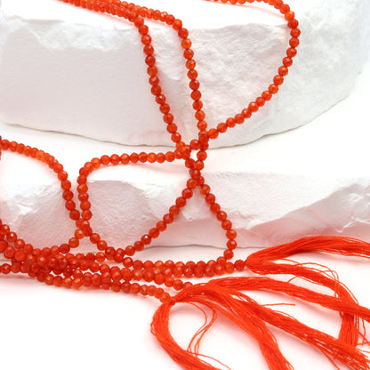 Orange Carnelian 2.5mm Faceted Rounds Bead Strand