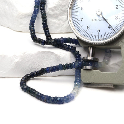 Ombre Blue and White Sapphire 3.5mm Faceted Rondelles