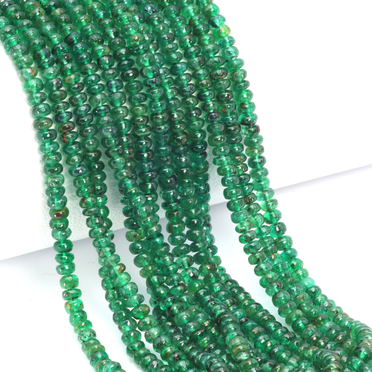 Green Emerald 2mm - 3mm Smooth Rondelles Bead Strand