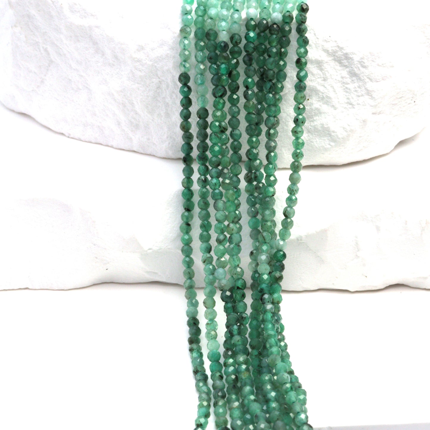 Ombre Sakoda Emerald 2mm Faceted Rounds Bead Strand