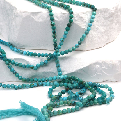 Ombre Natural Blue Turquoise 3mm Faceted Rounds Bead Strand