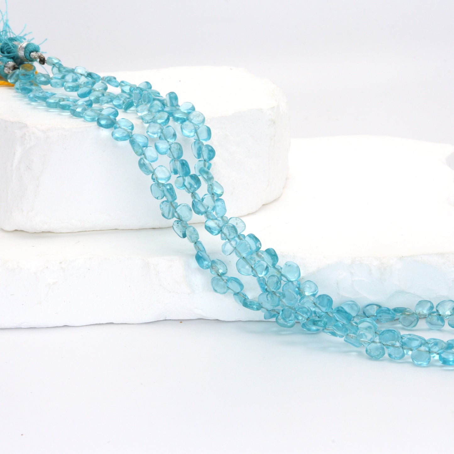 Sea Blue Apatite 4mm Smooth Heart Shaped Briolettes