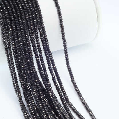 Black Spinel 2mm Faceted Rondelles