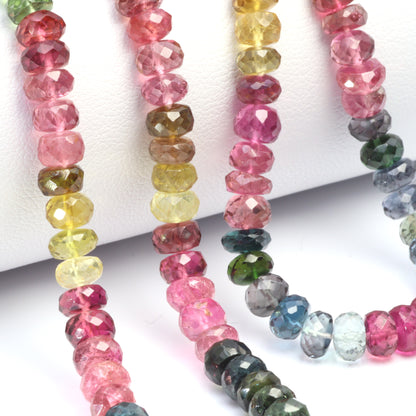 Watermelon Tourmaline 5.5mm Faceted Rondelles Bead Strand