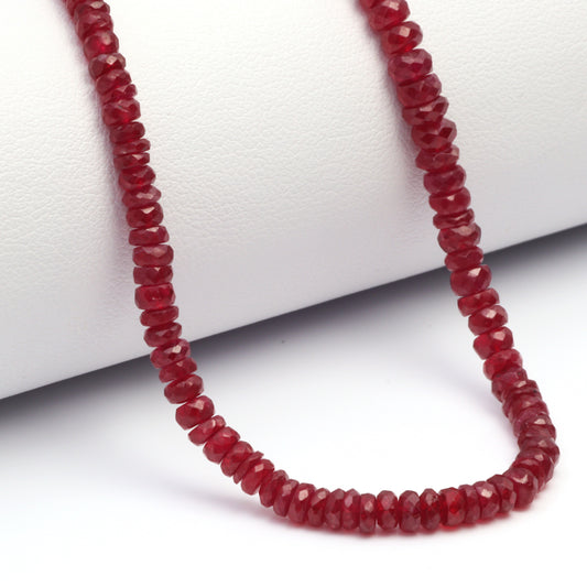 Red Ruby 3.5mm Hand Faceted Rondelles Bead Strand