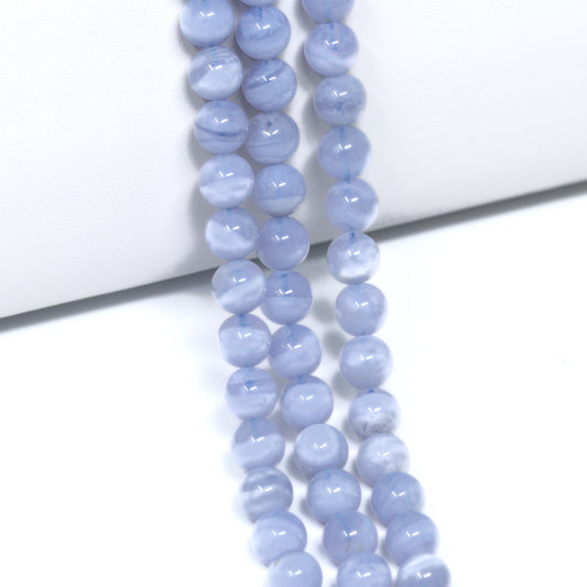 Blue Lace Agate 6mm Smooth Rounds Bead Strand