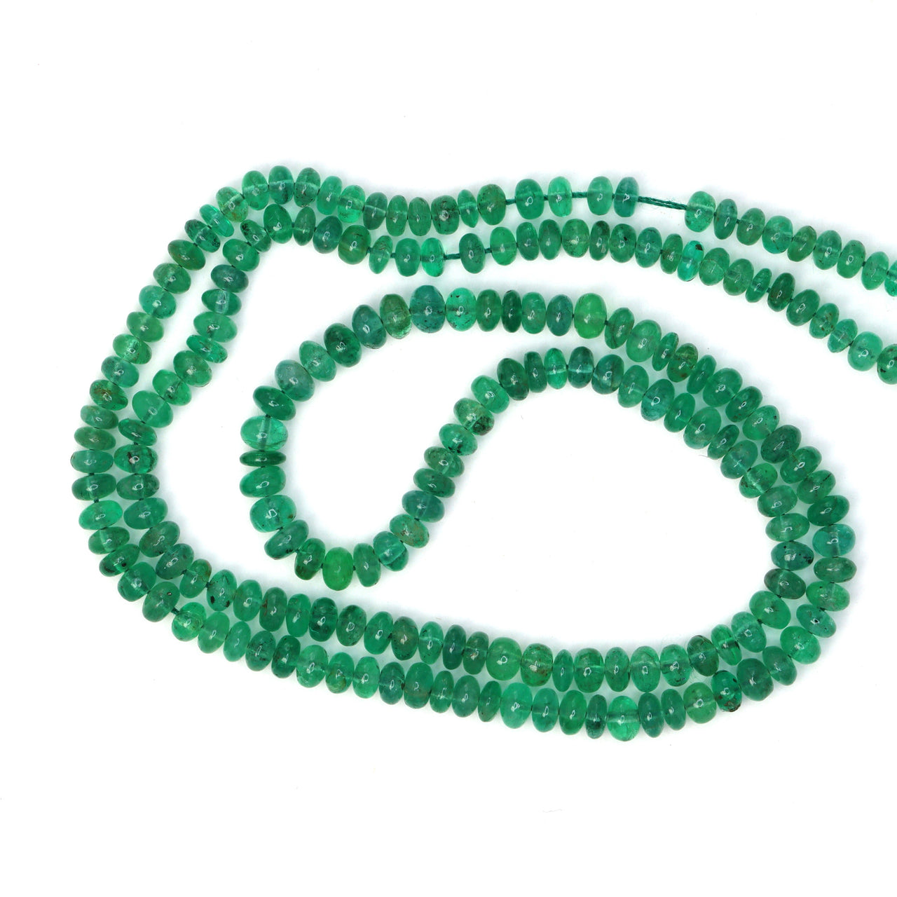 Green Emerald 3.2mm - 4.5mm Smooth Rondelles Bead Strand