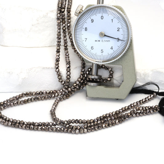 Gunmetal Plated Pyrite 3mm Faceted Rondelles Bead Strand