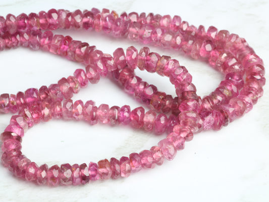 Pink Tourmaline 3mm Faceted Rondelles