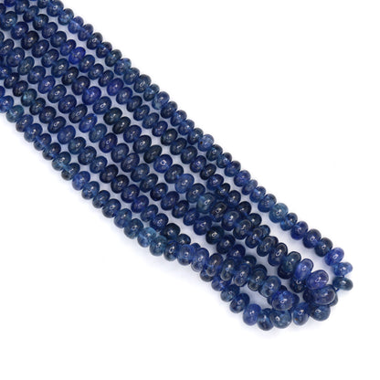 Royal Blue Sapphire 3.5mm - 4.0mm Smooth Rondelles Bead Strand