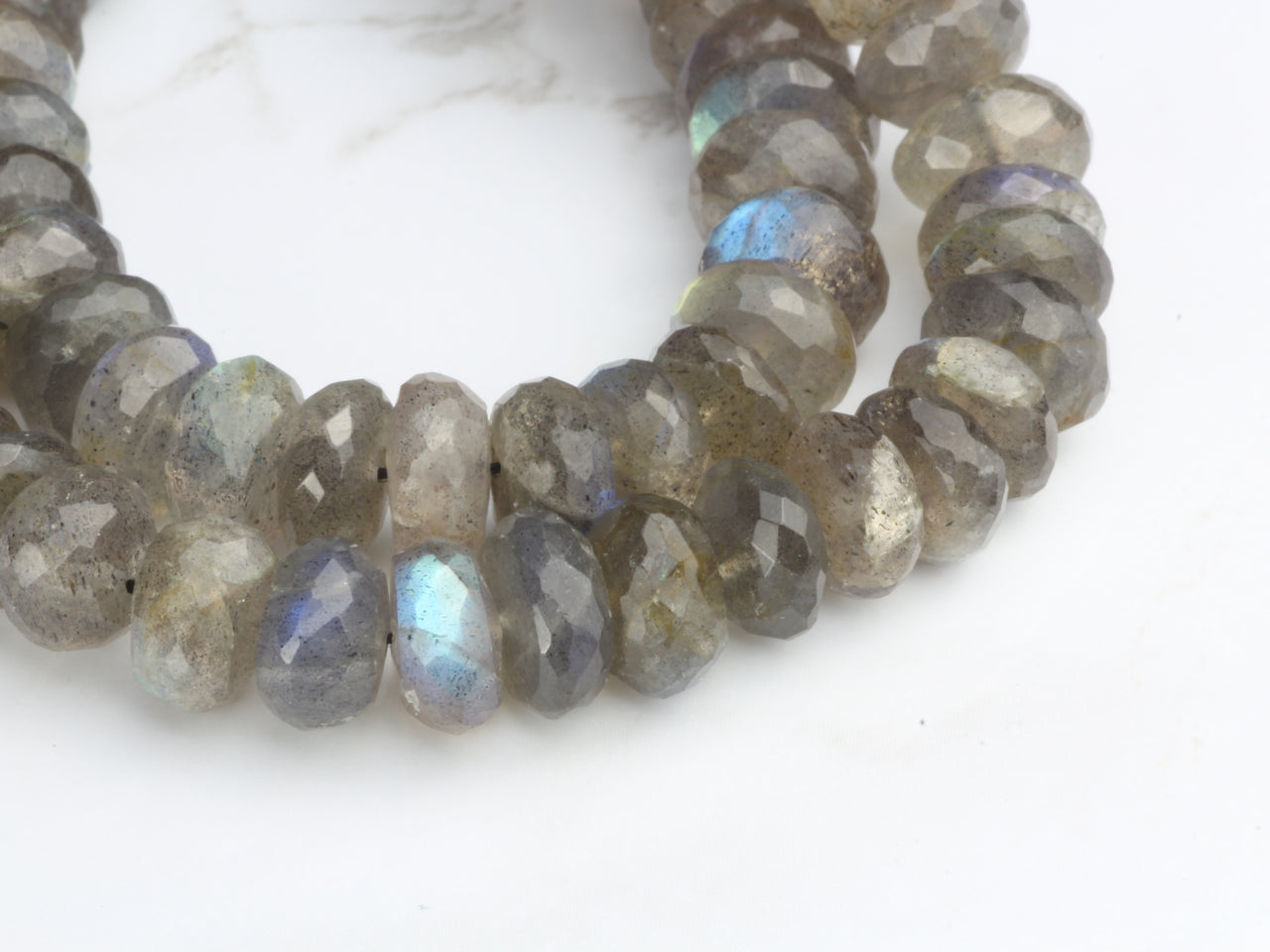 Blue Labradorite 8mm Faceted Rondelles