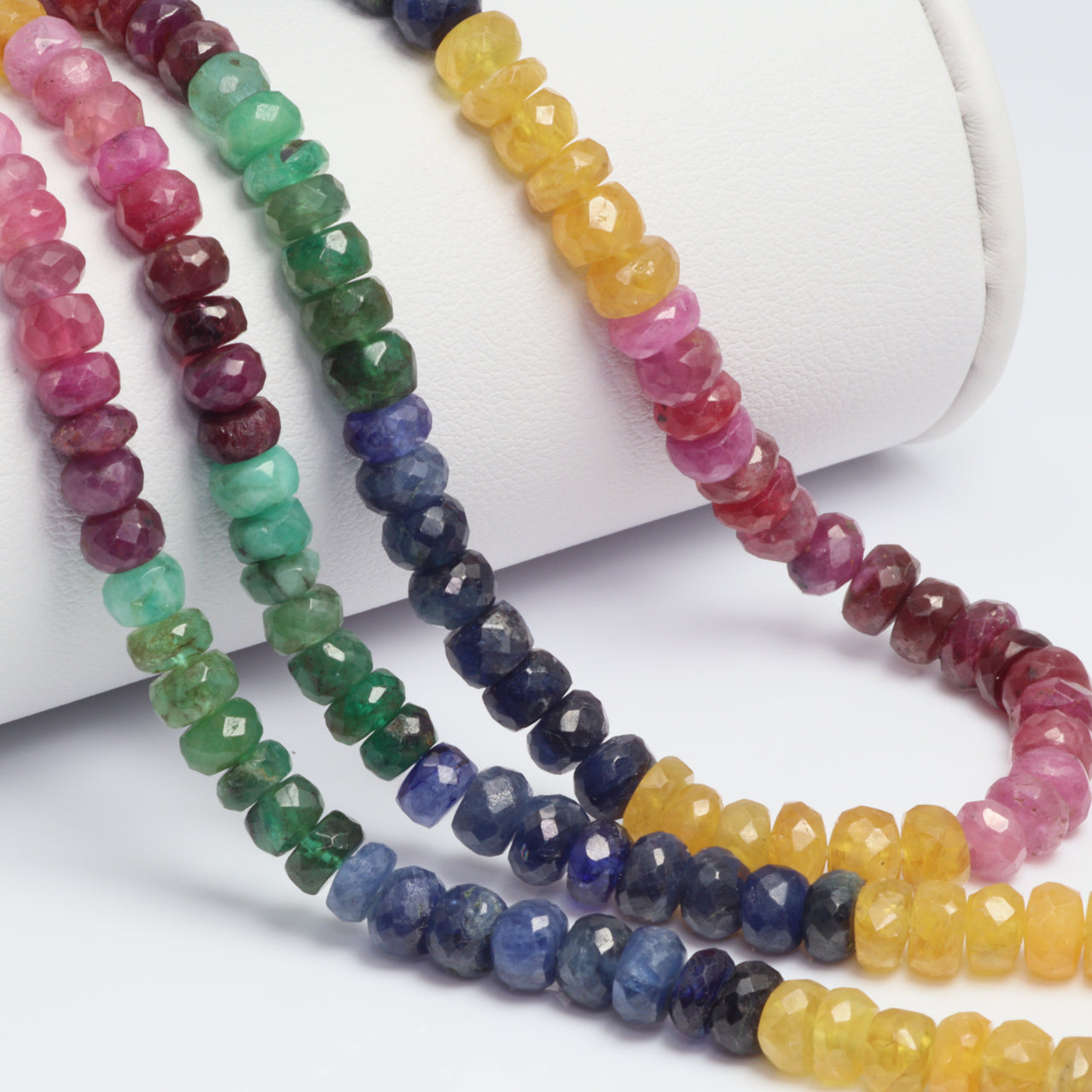 Rainbow Multi Ruby, Emerald, and Sapphire 5mm Faceted Rondelles