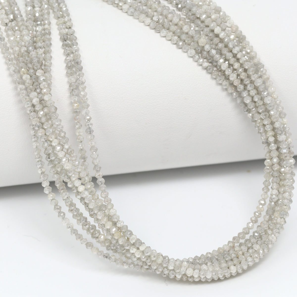 Gray Diamond 2mm Hand Faceted Rondelles Bead Strand