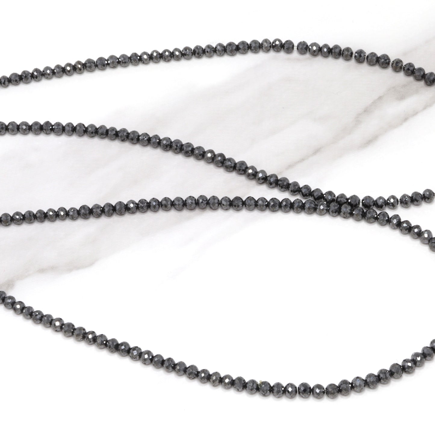 AA Black Diamond 2.5mm - 3.25mm Faceted Rondelles Bead Strand