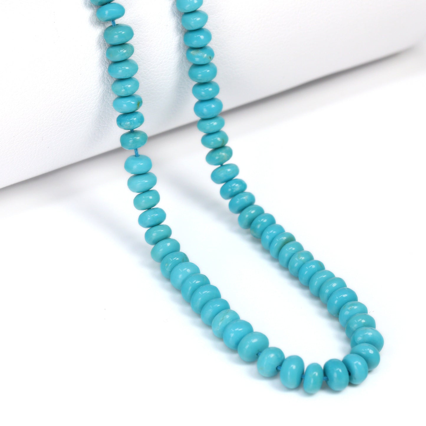Natural Blue Turquoise 4mm Smooth Rondelles Bead Strand