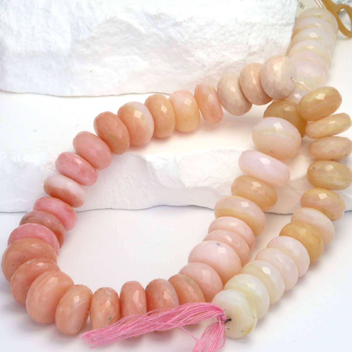 Ombre Pink Opal 11mm Faceted Rondelles