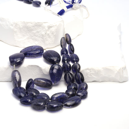 Blue Iolite 20x10mm - 25x15mm Smooth Ovals Bead Strand