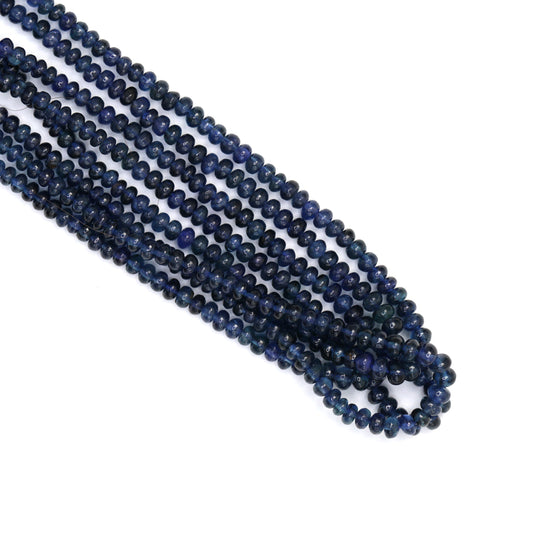Dark Navy Blue Sapphire 2.5mm - 3.5mm Smooth Rondelles Bead Strand