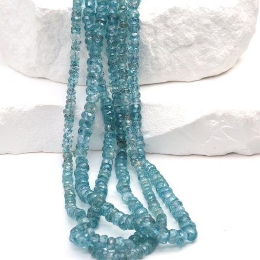 Blue Zircon 3mm Faceted Rondelles