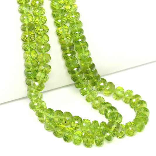 Green Peridot 6mm – 7mm Faceted Rondelles Bead Strand