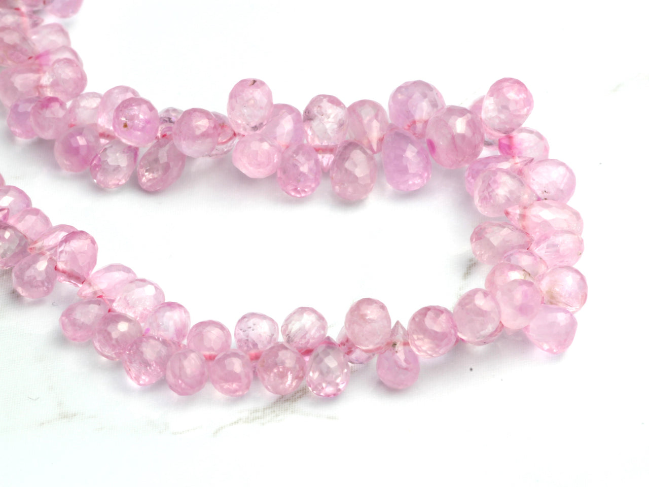 Light Pink Sapphire 5x3mm Faceted Teardrop Briolettes