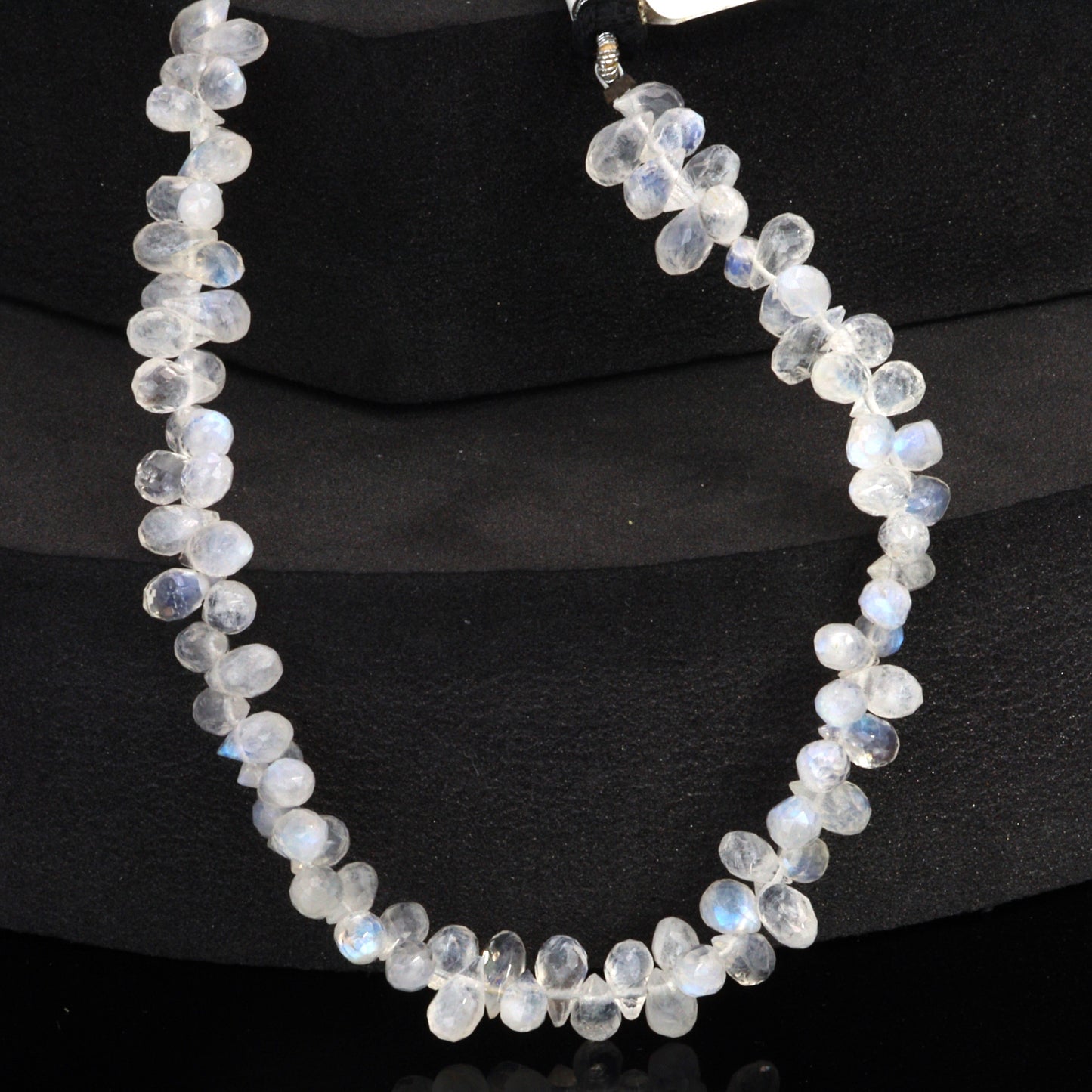 Blue Rainbow Moonstone 6x4mm Faceted Teardrop Briolettes Bead Strand