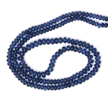 Royal Blue Sapphire 3.5mm - 4.0mm Smooth Rondelles Bead Strand