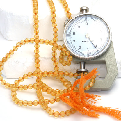 Yellow Citrine 4mm Faceted Rounds Bead Strand