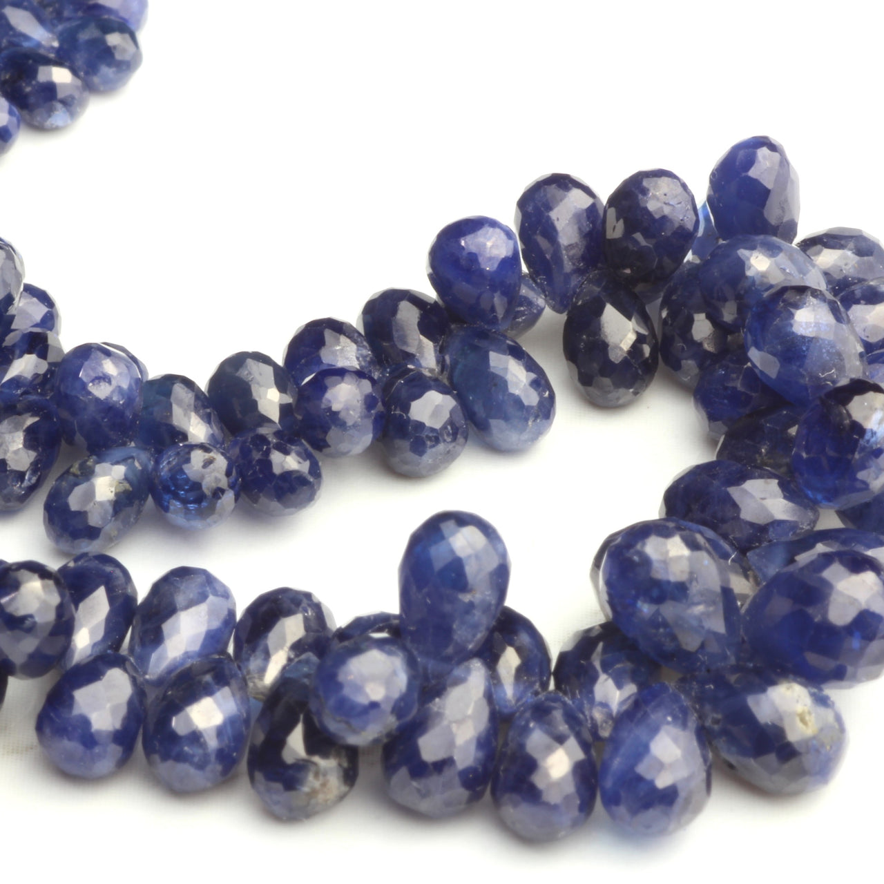 Navy Blue Sapphire 5x3mm - Faceted Teardrop Briolettes Bead Strand