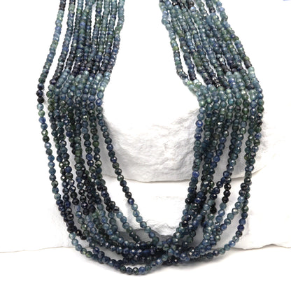 Ombre Blue Sapphire 2mm Faceted Rounds Bead Strand