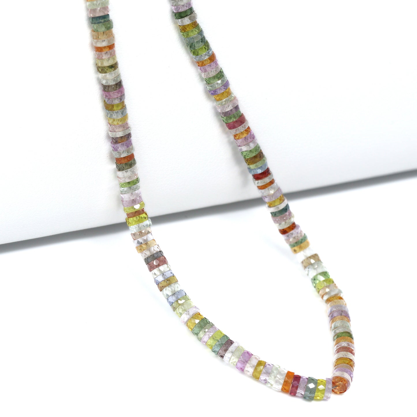 Multi Sapphire 3.5mm – 4mm Hand Faceted Tires Bead Strand