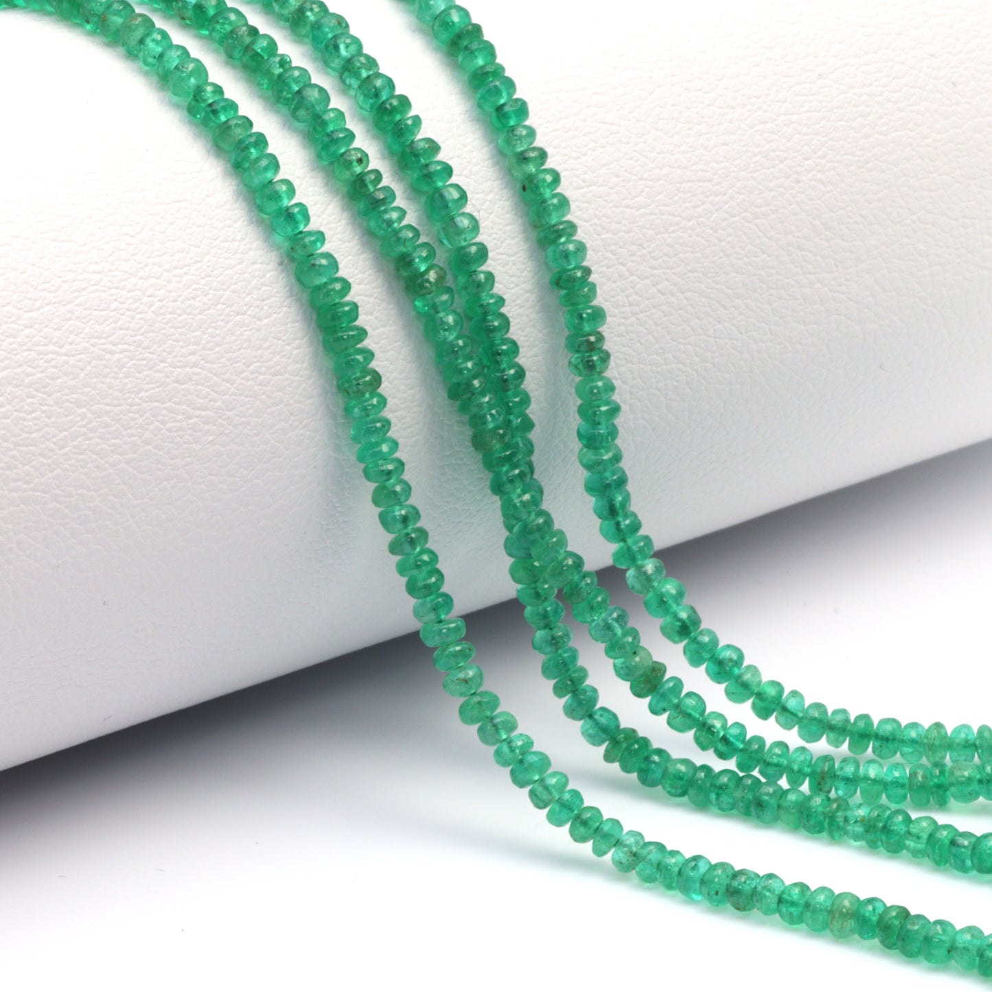 Green Emerald 2mm - 2.5mm Smooth Rondelles Bead Strand
