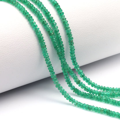Green Emerald 2mm - 2.5mm Smooth Rondelles Bead Strand