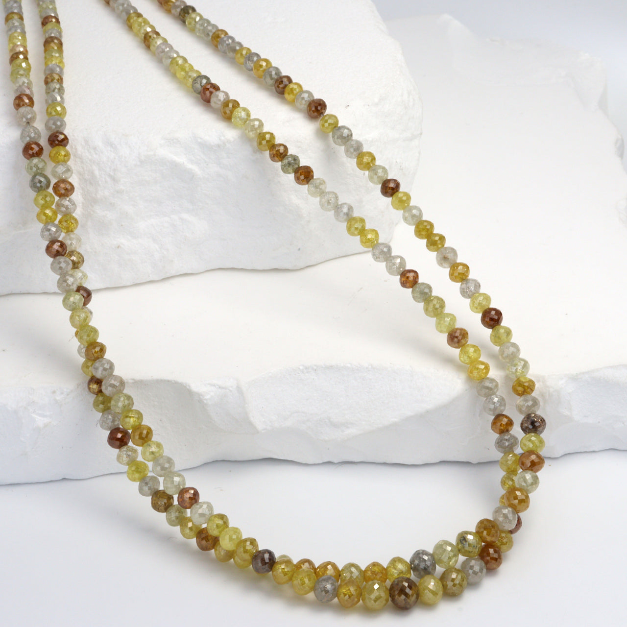 Multi Color Diamond 3.25mm - 4.5mm Hand Faceted Rondelles Bead Strand