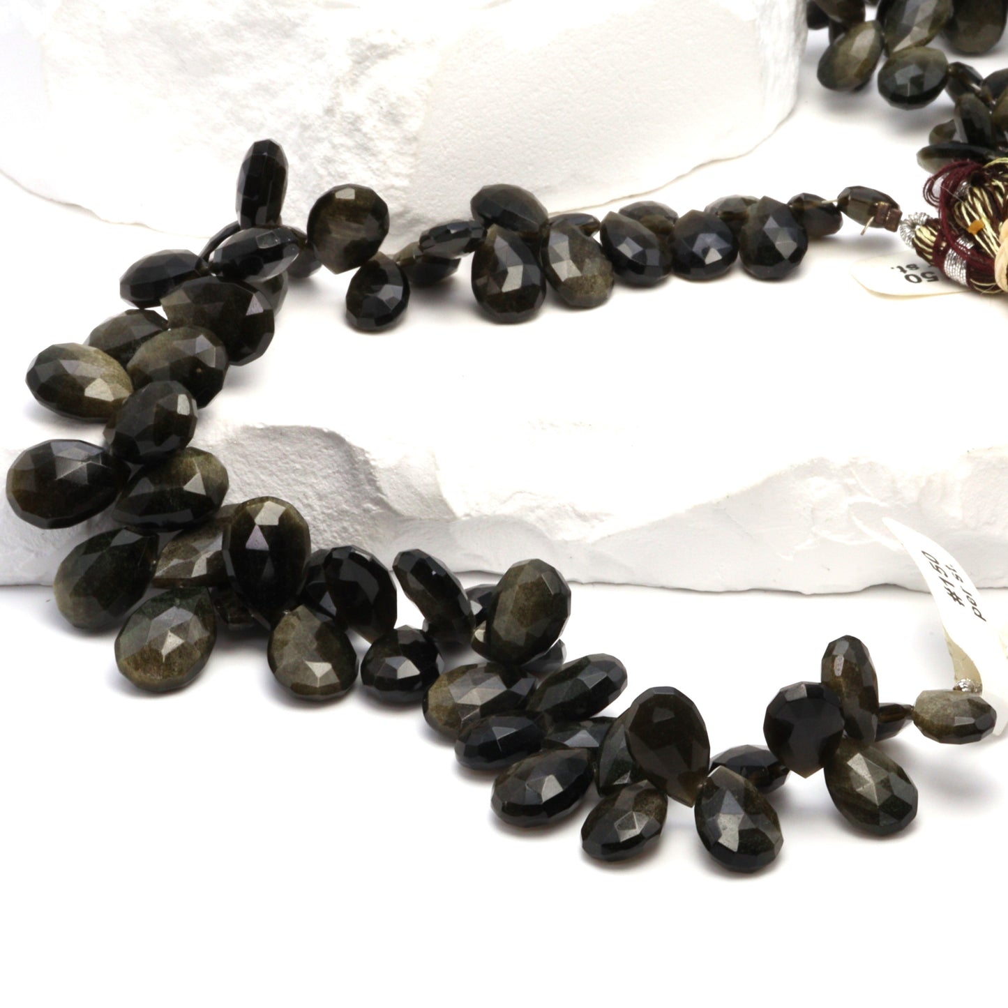 Cat's Eye Feldspar 9x7mm - 15x10mm Faceted Pear Shaped Briolettes Bead Strand