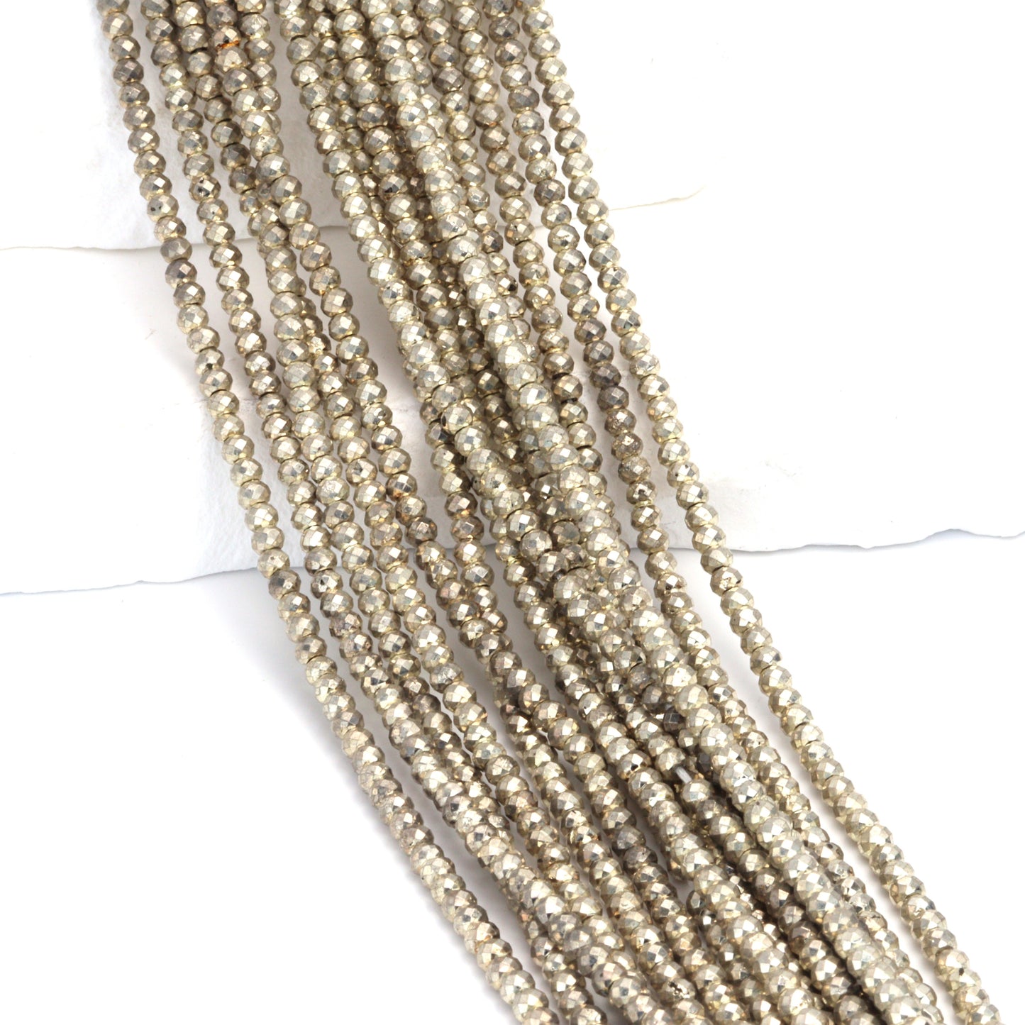 Silver Plated Pyrite 3mm Faceted Rondelles Bead Strand